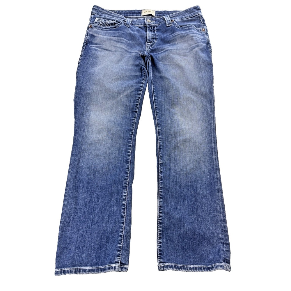 Big Star Rikki Jeans Women 30x28 Blue Straight Distress Whisker Rock